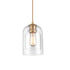 Modern Brass Mini Pendant Light Double Bell Glass Shade